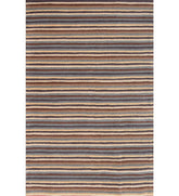 Hand-tufted wool rug with horizontal brown and grey stripes